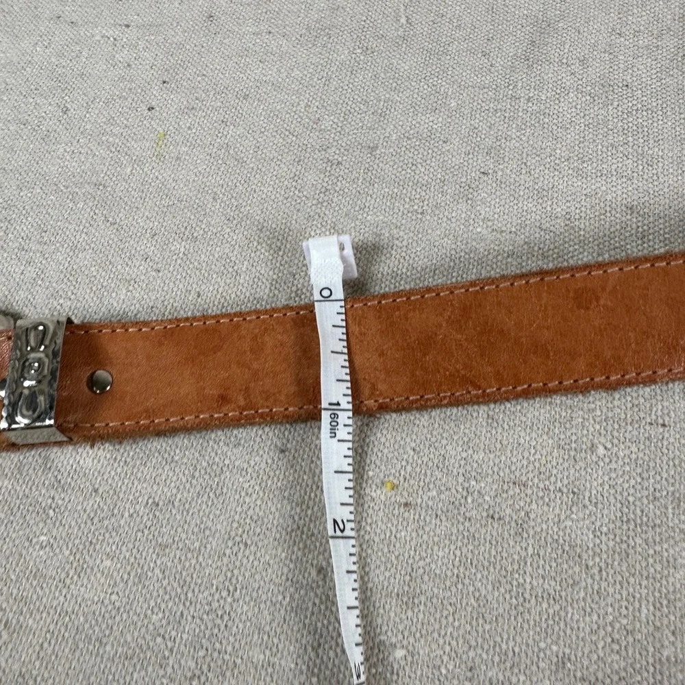 Western Genuine Leather‎ Belt Silver Concho Buckle Tan Brown Women's cowgirl